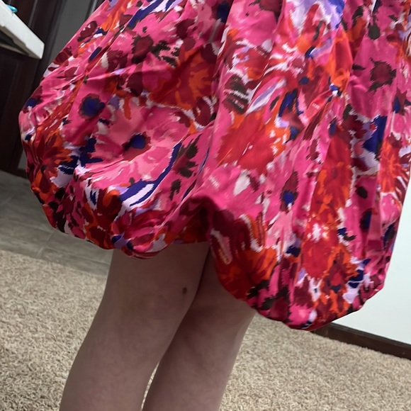 BCBGMaxAzaria Floral Strapless Dreas Hot Pink Sz 0 - Picture 6 of 8